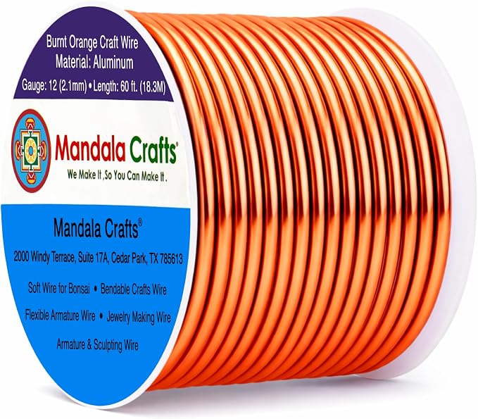 Mandala Crafts 12 Gauge Burnt Orange Anodized Aluminum Craft Wire, 60 FT | by MandalaCrafts