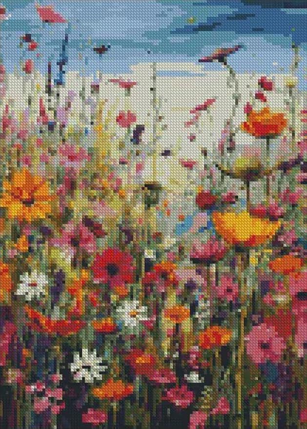 MjhRcll Flowers Stamped Cross Stitch Kits, Colorful Flower Cross Stitch - Image 2