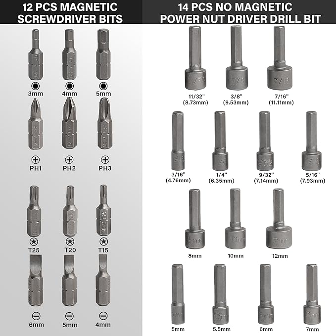 HAUTMEC 28 Pcs Magnetic Ratcheting Screwdriver Set, Multi-bit Screw Driver Set Including CRV Screwdriver Bits, Nut Driver Set and Telescoping Magnetic Pickup Tool for DIY, Electronics, Auto Repair