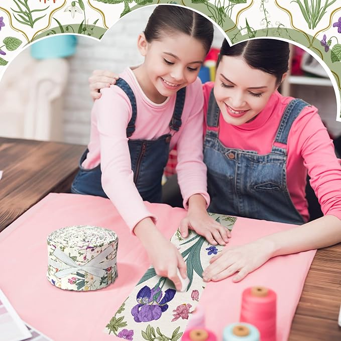 Hosuly 40 Pcs Wildflower Fabric Roll Spring Vintage Flower Fabric Quilting - Image 5