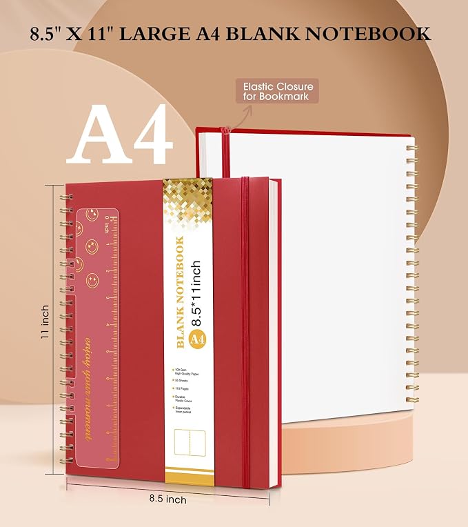 Blank Spiral Notebook Journal 8.5” x 11”, A4 Large Sketch Book - Image 2