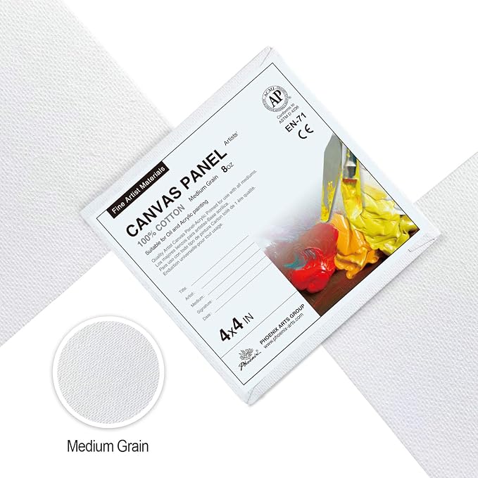 PHOENIX Small Painting Canvas Panels 4x4 Inch, 12 Value Pack - 8 Oz Triple - Image 3