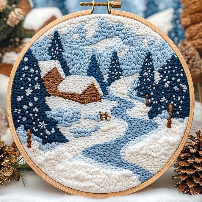 DIY Punch Needle Kits Winter Snow Christmas Scenery by Unknown