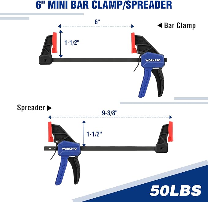 WORKPRO 10-Pack Bar Clamps for Woodworking, 6-Inch Mini & Light Duty and - Image 3