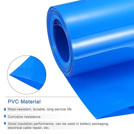 MECCANIXITY Battery Wrap PVC Heat Shrink Tubing 55mm Dia 85mm Flat 33 Feet(10meters) Blue Good Insulation for Battery Pack