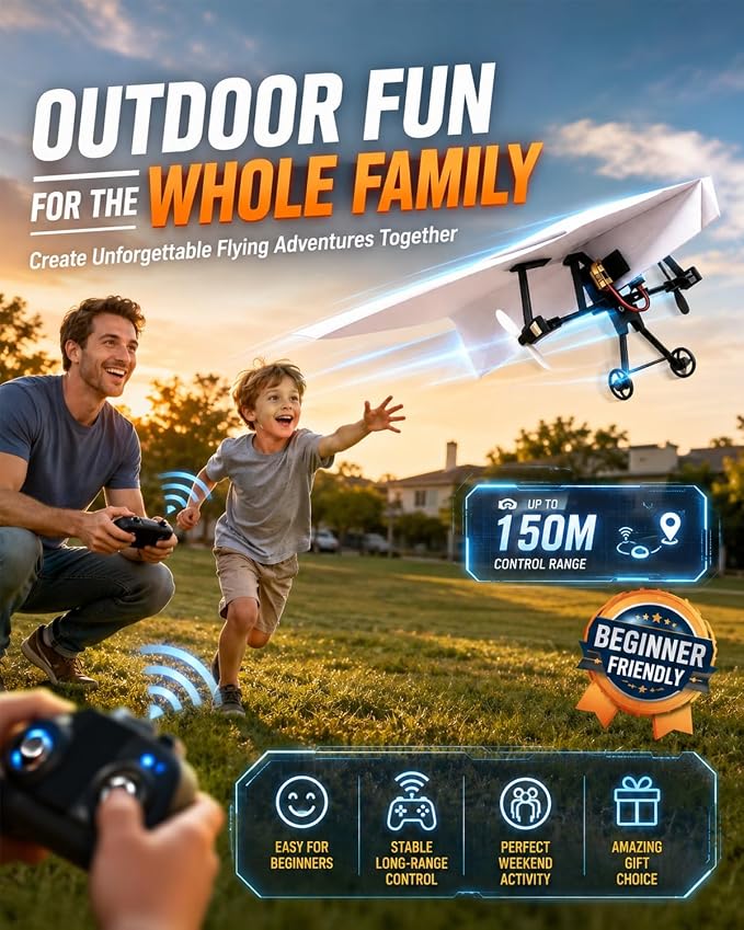RC Paper Airplane Kit with Gyro Stabilizer | DIY Electric Remote Control - Image 3