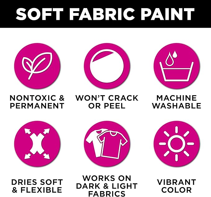 Tulip Soft Fabric Paint, Permanent on Clothes, Bold Primary Colors, 8 Pieces - Image 3