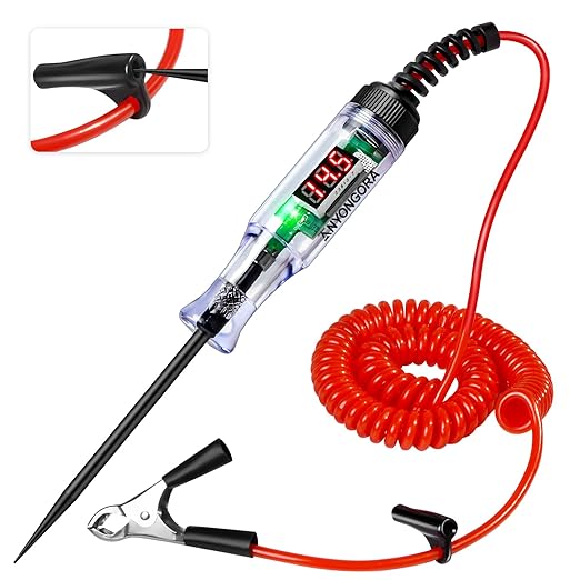 Heavy Duty Automotive Circuit Tester Test Light, 5-90V Wide Range Digital Voltmeter, Pro LED Voltage Tester with Dual Polarity Indicator for Car, Truck, RV, Marine, Fuse Testing