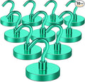 MIKEDE Magnetic Hooks Heavy Duty, 150LB Strong Magnet with Hook for Fridge, Super Neodymium Extra Strength Industrial Hooks for Toolbox, Cruise, Grill(Green,10 Pack)