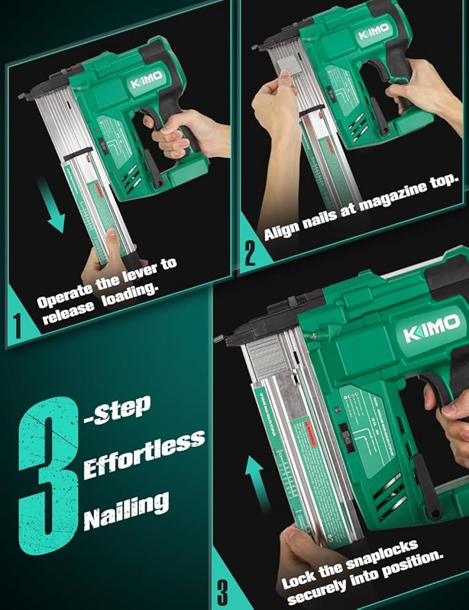 KIMO 18 Gauge Nail Gun Cordless with Battery 2.0Ah X 2, 1000pcs Nails and Staples, 2 Firing Modes, 180 Nails/min, Adjustable Nailing Depth, 2 in 1 Cordless Brad Nailer and Stapler for DIY Project
