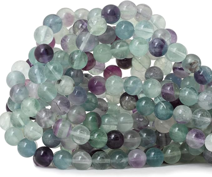 45PCS 8mm Natural Colorful Fluorite Gemstone Round Loose Beads by CHEAVIAN