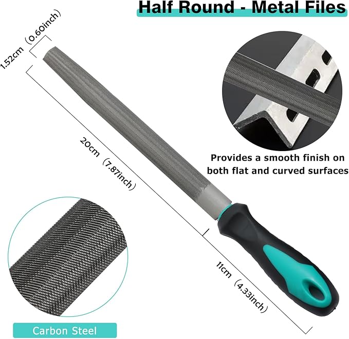 4Pcs Metal File Set, 8inch Hand Files Large Steel Rasp Files with Handles for Metalworking, Woodworking and More