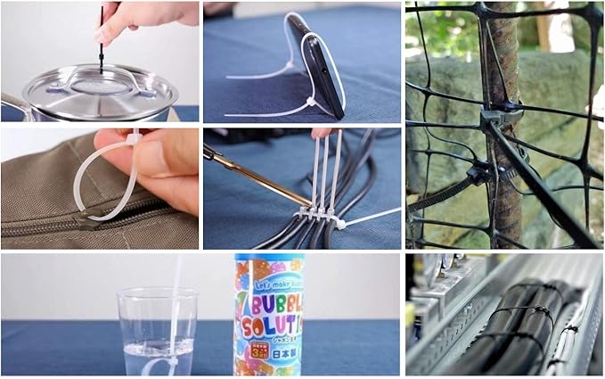 ALBO Zip Ties Black 8 Inch 1000 Pack 40 lb, Long Plastic Cable Ties Thick 0.14 Inch Tie Wraps Heavy Duty UV Resistant Nylon Wire Ties for Indoor and Outdoor