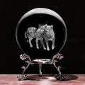 3D Wolf Crystal Ball with Stand Lase Engraved Glass Sphere Paperweight Wolf by Unknown