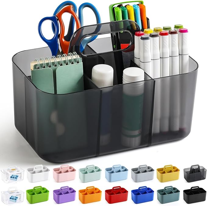 Multiuse Caddy Organizer with Handle, Portable Plastic Tote Bin by AOZITA