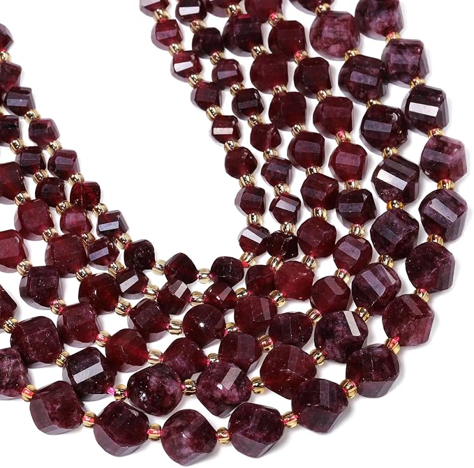 34pcs Natural Garnet Stone Beads by Yochus