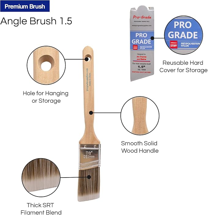 Pro Grade Angle Paint Brushes, Paint Brush Set - Image 3