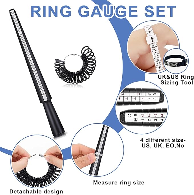 Jewelers Tools Set 27Pcs Ring Making Kit Includes Jewelers Saw with 144 Saw Blades, Bench Pin Clamp, Wooden Ring Clamp, Rings Sizer Measuring Tool, Rubber Hammer, Diamond Needle Files, Jewelry Pliers