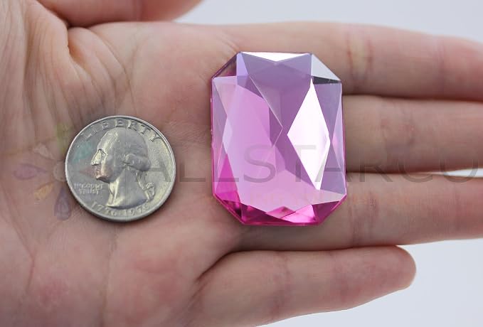 40x30mm Hot Pink A20 Large Flat Back Octagon Acrylic Rhinestones Cosplay - Image 2