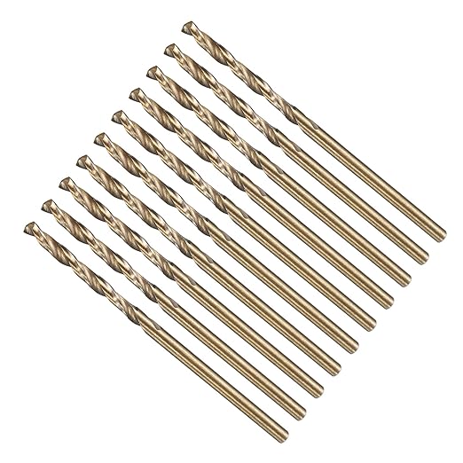 Drill Bit, 2.5mm Cutting Diameter, 4341 HSS Gold and Black 118° Cutting Angle Number Jobber Bits - (Applications: for Drilling Soft Metal Plastic Wood), 10-Pieces