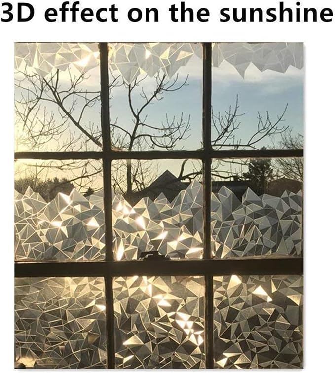 Bloss Privacy Window Film, 3D Diamond Decorative Windows Cling Stained Glass - Image 7