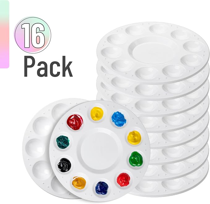 Mr. Pen- Round Paint Tray Palettes, 16 Pack | Plastic White Palettes - Image 2