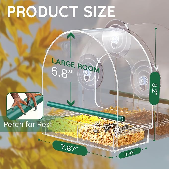 SUNALLY Window Bird Feeder for Outdoors, Fummingbird Feeder for Viewing Inside - Image 2