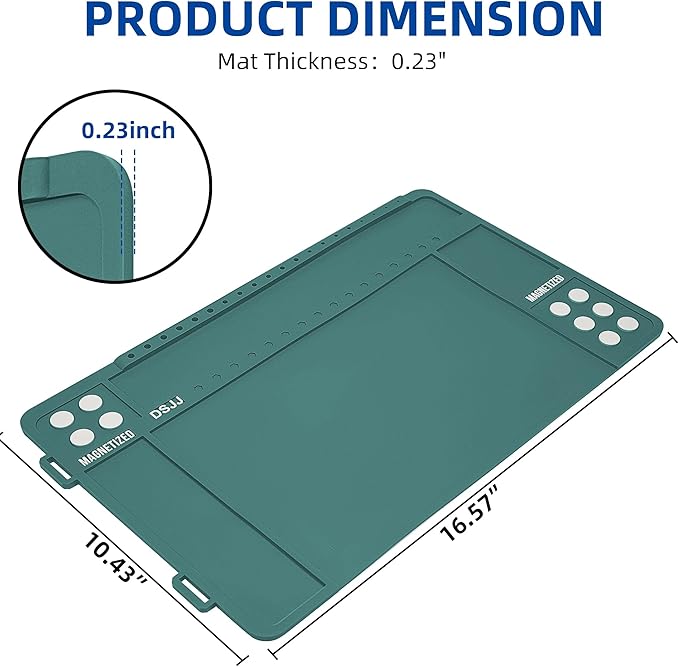 Gun Cleaning Mat, Premium Magnetic Pad With Organizer Parts Tray, Anti-Slip Rubberized Pistol Mat, Protective Workbench Mat for Gun Cleaning (16.5"x 10.43")