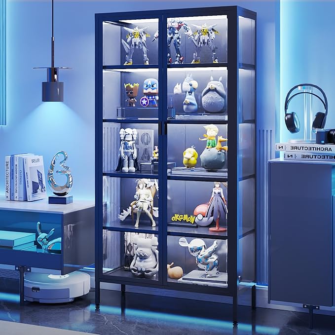 71" H Display Cabinet with Glass Doors, Display Case with LED Sensor Lights by StorageSolutionforHome