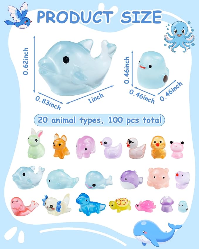 FIVEIZERO 100PCS Luminous mini Resin Animals Bulk - Image 2
