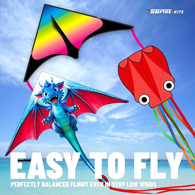 SGftre 3 Piece Set Butterfly Delta Octopus Kites - Image 2