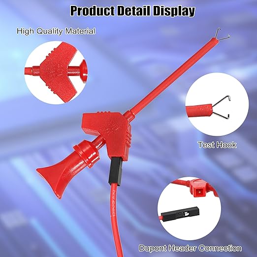 Sumnacon Test Leads Kit 10 Pcs 5 Colors Mini SMD IC Test Hook Clips with Silicone Jumper Wires Cable for Logic Analyzer Electrical Testing Clip Leads or Multimeter Test Leads for Repairing Cell Phone