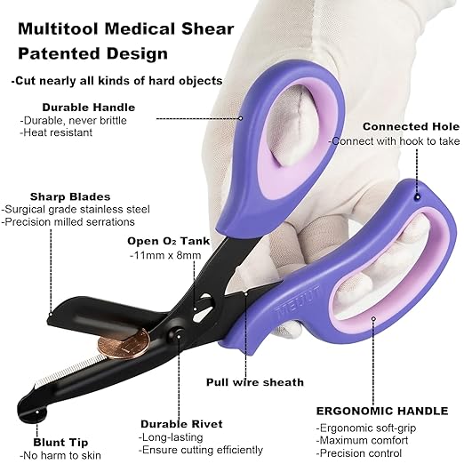 MEUUT 2 Pack Medical Scissors Trauma Shears -8 inch Patented Bandage Scissor Heavy Duty Surgical Grade EMT Scissors for EMT Workers Doctors Nurses