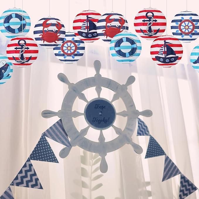 Panelee 12 Pcs Nautical Birthday Party Decorations Anchor Sailor Boat Cruise - Image 4