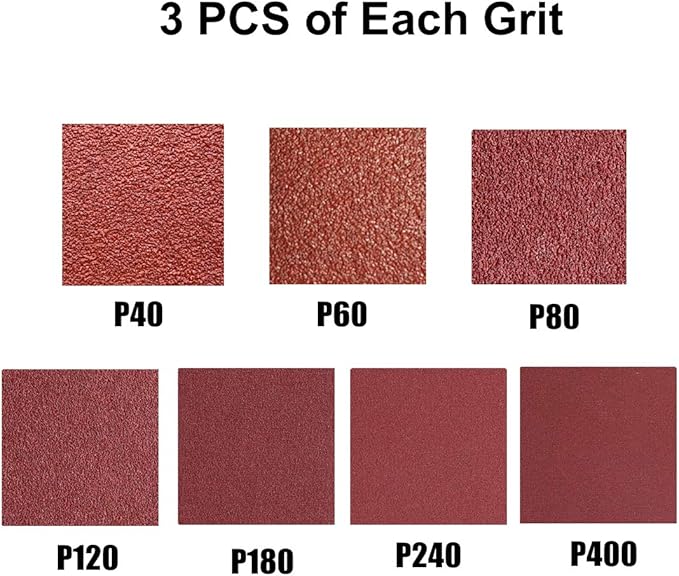 21 Pack 1x42 Inch Sander Belts - 3 Pcs Each of 40 60 80 120 180 240 400 Grits Assortment Aluminum Oxide Sanding Belts for Belt Sander