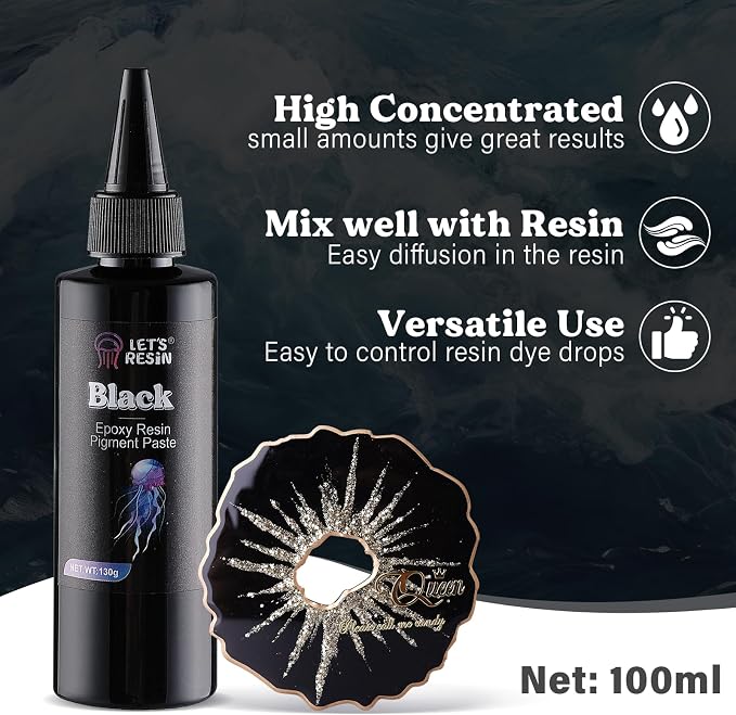 LET'S RESIN Black Epoxy Resin Pigment Paste, 100ml High Concentrated | Epoxy - Image 3