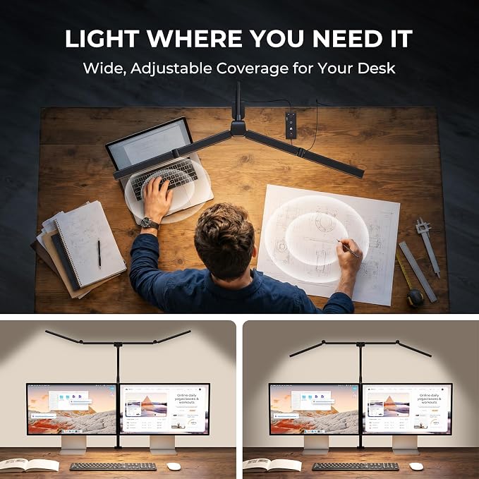 LED Desk Lamps for Home Office, Adjustable Swing Arm Desk Lamp - Image 3