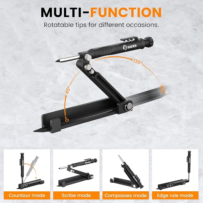 Saker Multi-function Scribing Tool- Construction Pencil- Aluminum Alloy Scribe - Image 7