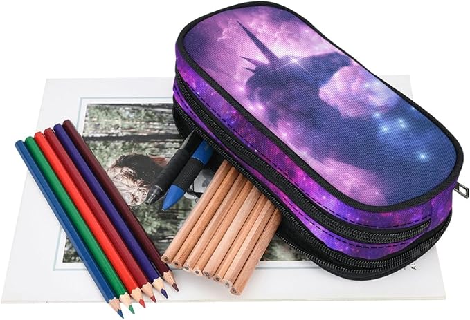 ANANGTEE Purple Galaxy Unicorn Pencil Case Pouch - Image 4