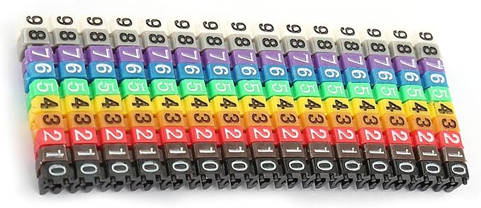 Wire Number Labels, 0.1 x 0.1in Colorful Wire Number Tube Cable Marker, Digital Number Clip on Wire Marker, Plastic Wire Numbering Marker for Wires Management, 150Pcs
