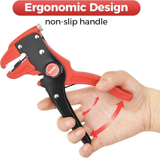 WGGE Automatic Wire Stripper and Cutter, 2 IN 1 Wire Stripper Tool, Adjustable 10-24 AWG Electrical Cable Wire Stripping Tool for Electronic and Automotive Repair, Eagle Nose Pliers (7-Inch)