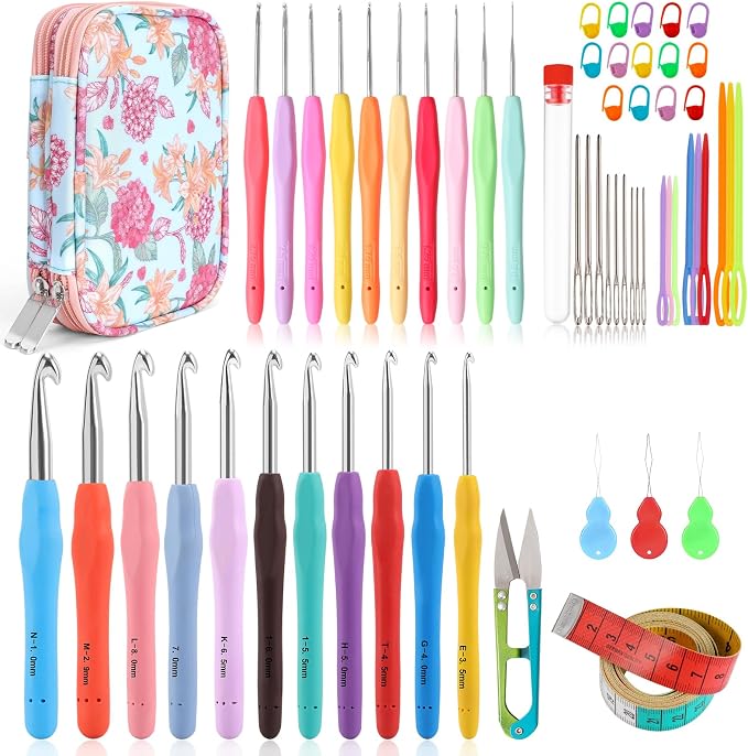 Vodiye 21 Sizes Ergonomic Crochet Hooks Set 0.5–10.0mm by Vodiye