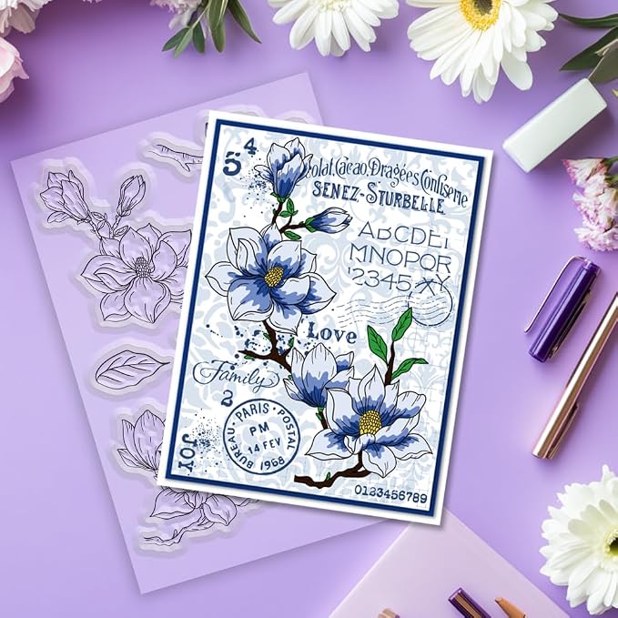 Flowers Clear Stamps and Dies for Card Making Layering Coloring Stencil Set - Image 6
