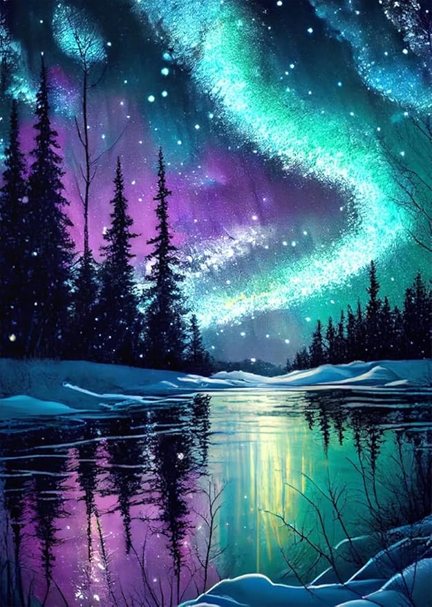 Starry Night Stamped Cross Stitch Kits by Paintcolordiamondpainting