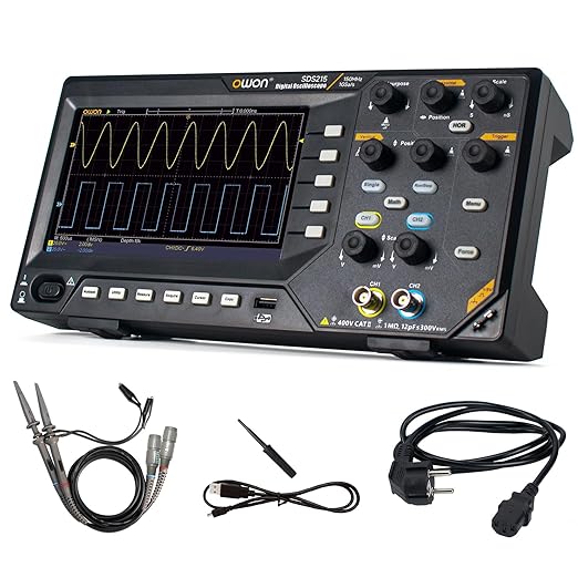 OWON Oscilloscope, 150MHz Bandwidth Dual Channel Digital Oscilloscope 1GSa/s Sample Rate for Each Channel with 7 inch LCD OWON SDS215