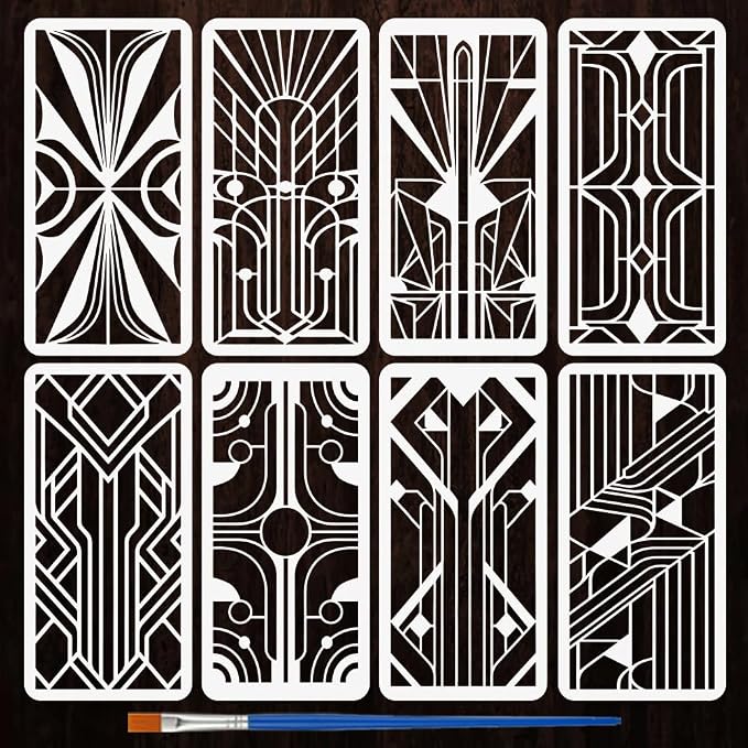 FINGERINSPIRE 8PCS Geometric Modern Decoration Painting Stencil by FINGERINSPIRE