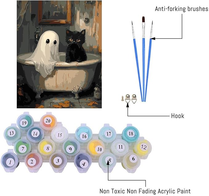 Clendo Halloween Paint by Numbers Kit - Image 3