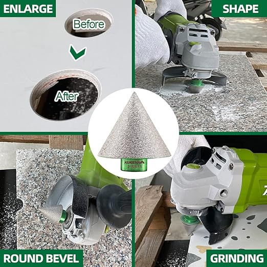 Diamond Core Drill Bits Kit - 10pcs 6/8/10/25/35/50/65mm+2" Beveling Chamfer Bit+1-3/8" Finger Milling Bit+Triangle Adapter to 5/8-11" Thread for Porcelain Ceramic Tile Granite Marble