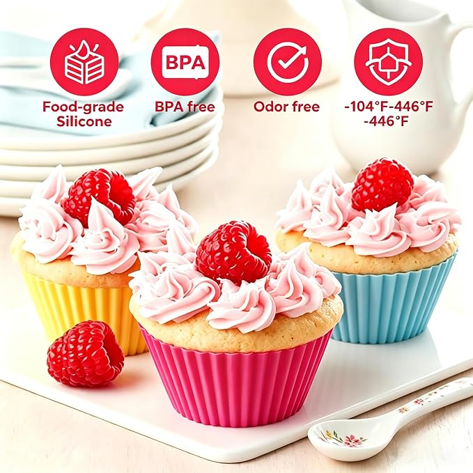 36 Pack Silicone Cupcake Liners Muffin Baking Cups Liners Reusable Non-Stick - Image 4
