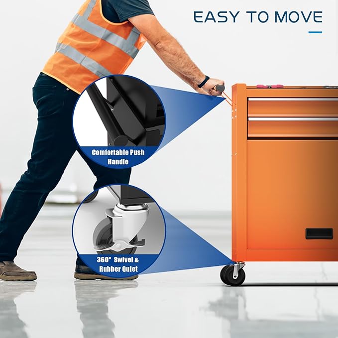8-Drawers Large Tool Chest, 2-in-1 Detachable Garage Rolling Tool Box Metal Tool Storage Cabinet Removable Lockable Tool Cart with Wheels and Drawers